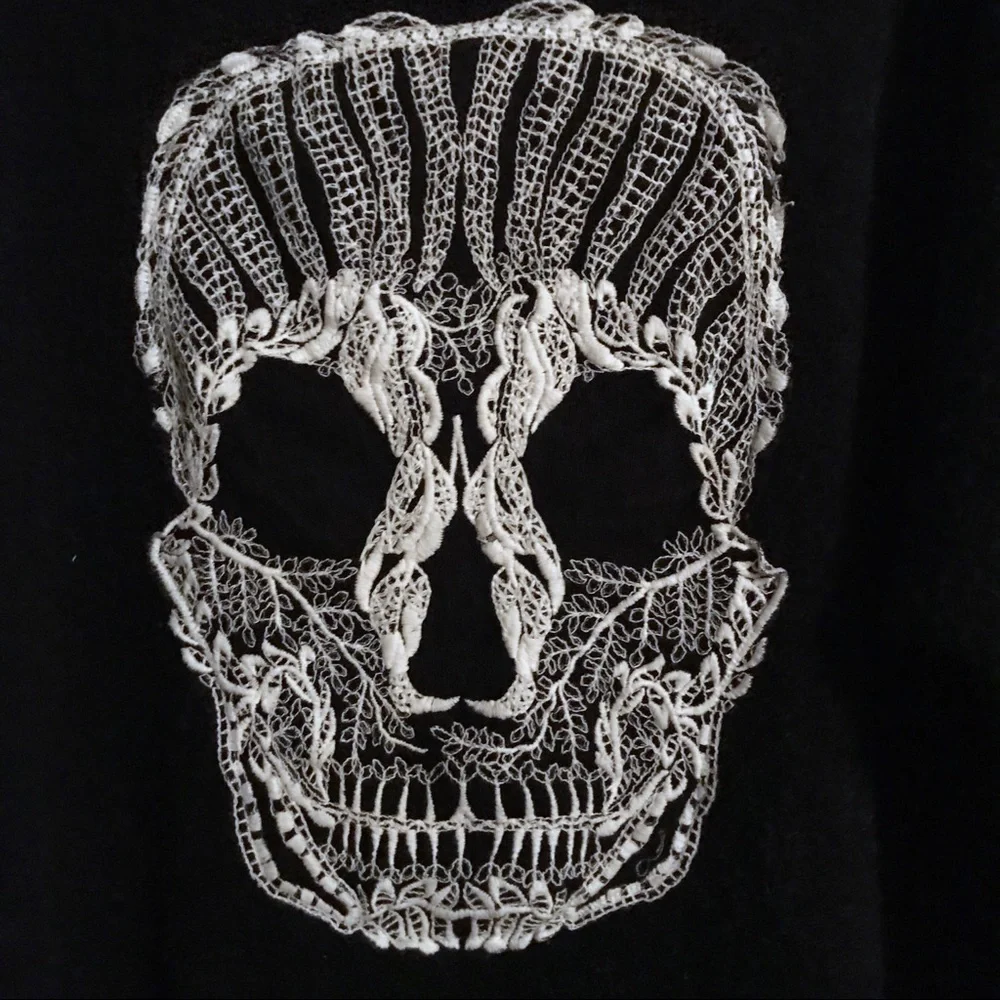 Lace Skull Fuzzy Sweater - Picture 2 of 5